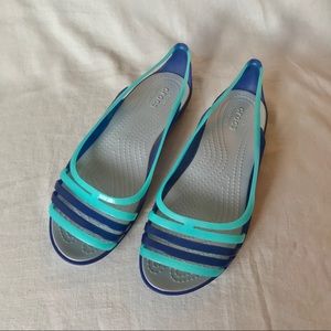 Women's Crocs Isabella Flat Blue Jellies Size 7